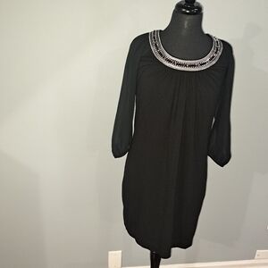 White House Black Market XS black dress with embellished neckline